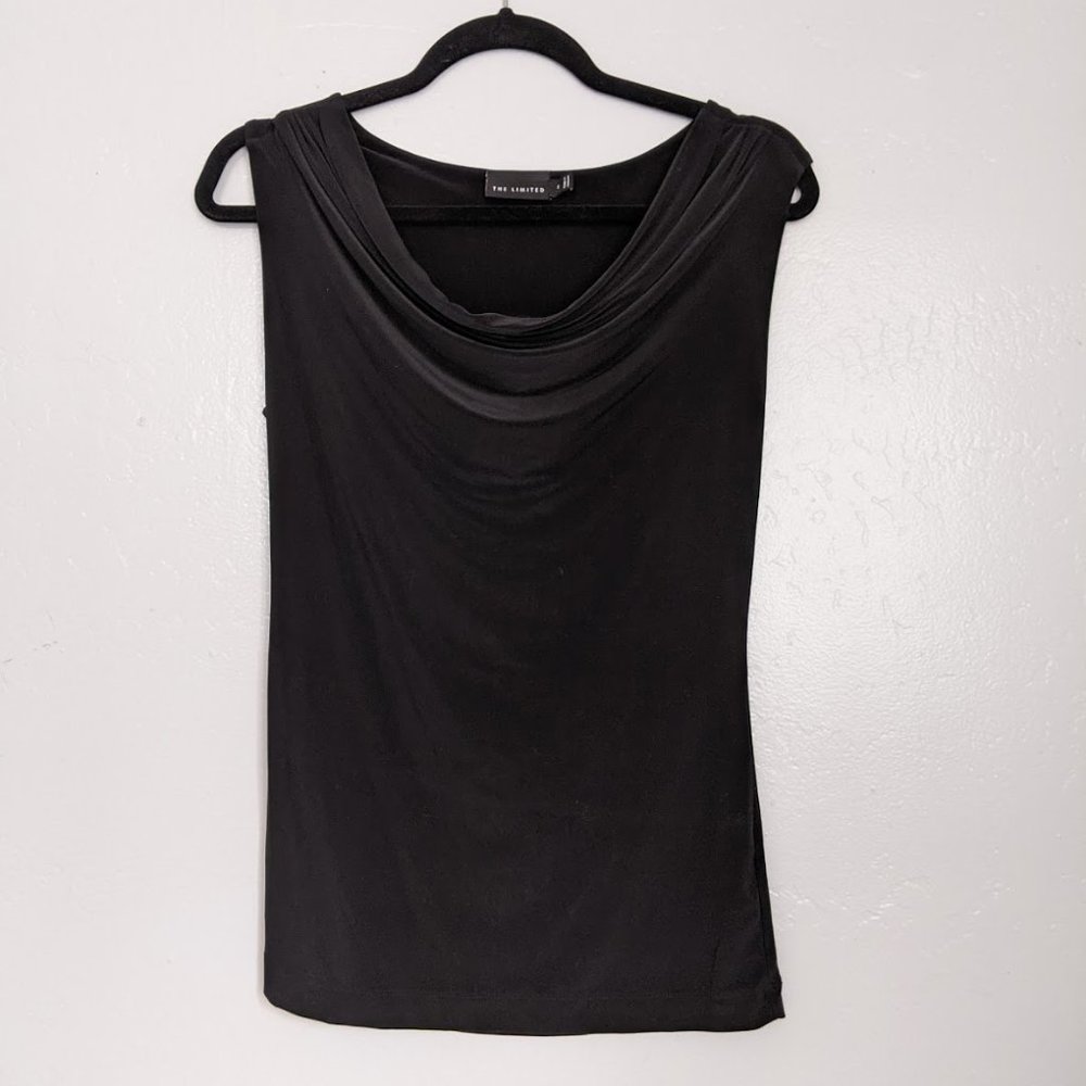 The Limited Black Cowl Neck Tank Top